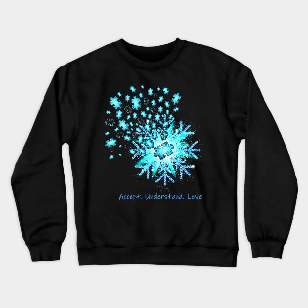 Snowflake Accept Understand Love Autism Awareness Crewneck Sweatshirt by Ripke Jesus